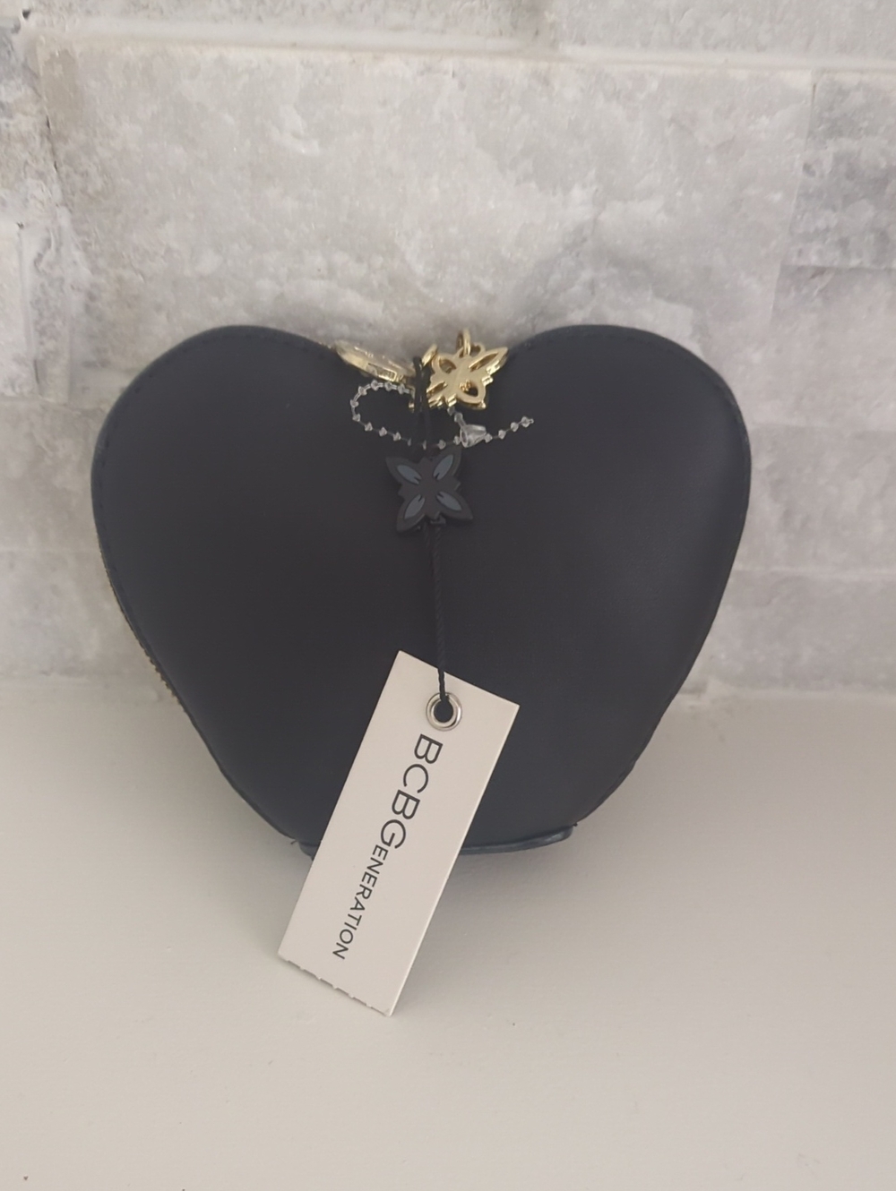 BCBGeneration Black Heart Mini Crossbody with Gold Accent